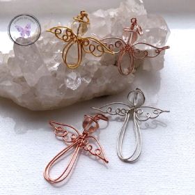 Clear Quartz Copper Angel Pendant